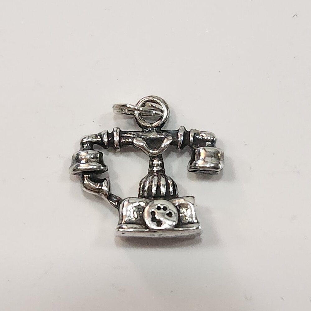 NWT Vintage Jezlaine Sterling Silver Three Dimensional Rotary Dial Phone Charm